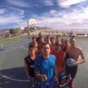 Brazilian travel team playing on outdoor court in Southern California