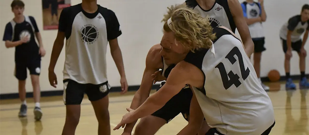 Players battle for the ball