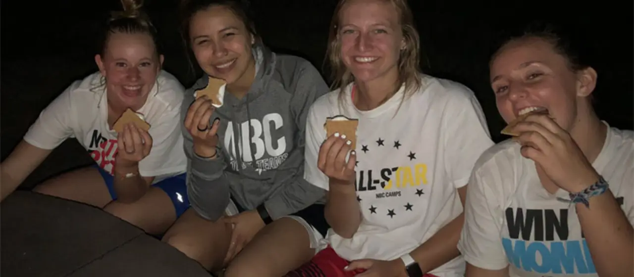 Girls basketball travel team camp fire smore's night