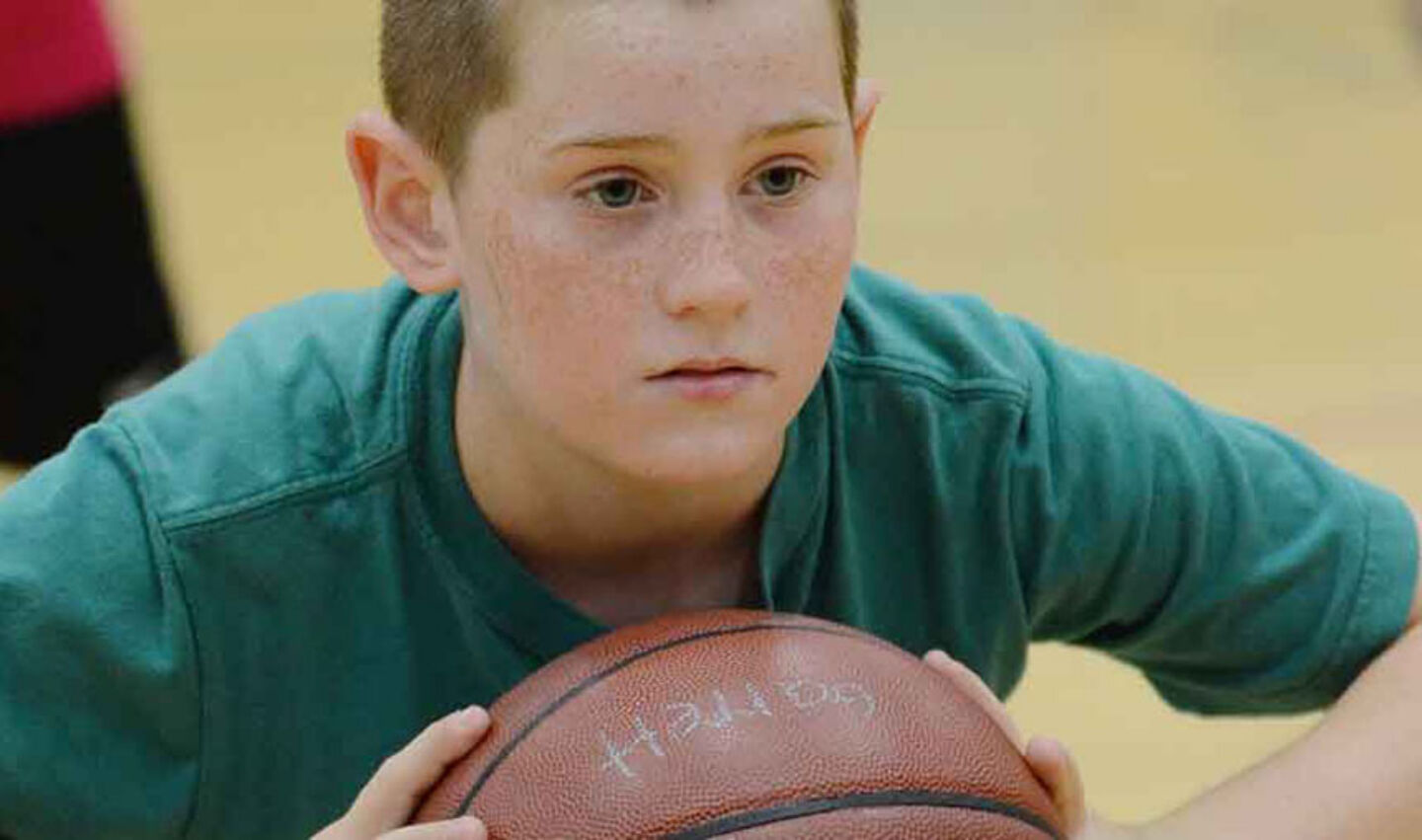 Young athlete learns how to be in triple threat on the basketball court.