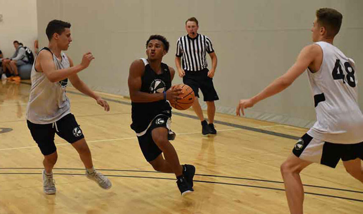 Basketball boys camp attack the basket live game