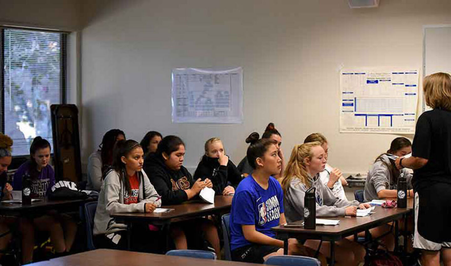 Basketball girls classroom chalk talk camp