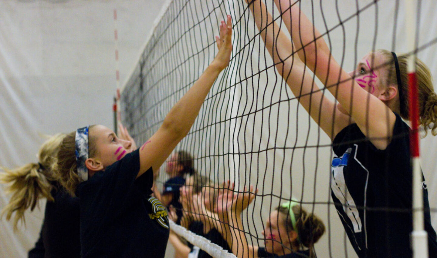 Athletes work the net and improve vertical during NBC Volleyball Intensity night.