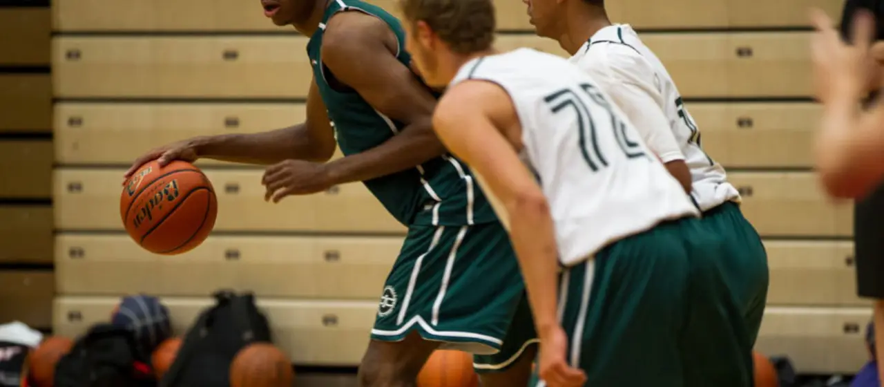 Basketball Player sees the court at basketball camp