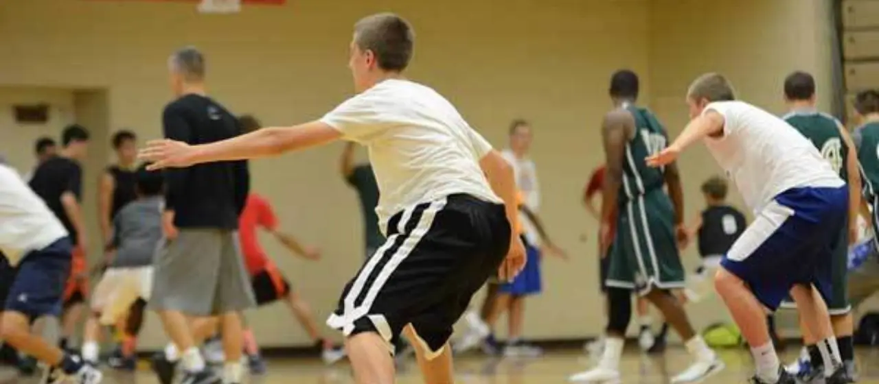 Athletes work on defensive positioning and domination.
