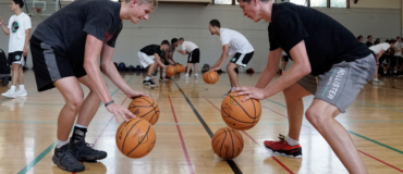 Boys high school team camp skill work