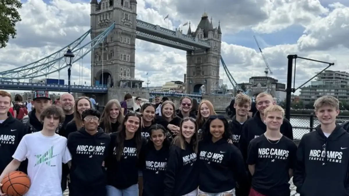 NBC Camps Travel Teams athletes in front of Tower Bridge, London